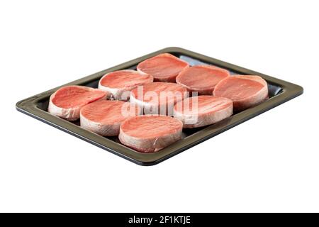 Bœuf maigre cru isolé sur fond blanc Banque D'Images