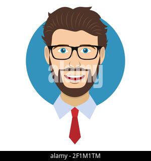 Avatar visage personnage homme dans les lunettes. Illustration de Vecteur