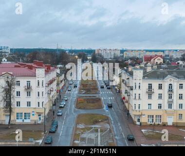 Hiver et neige Minsk d'une hauteur Banque D'Images