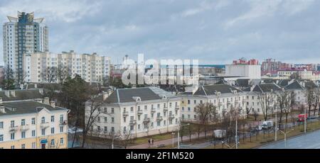 Hiver et neige Minsk d'une hauteur Banque D'Images