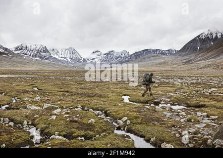 Randonneur en montagne Banque D'Images