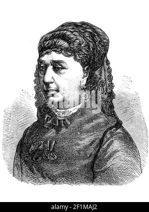 George Sand, pseudonyme et nom de plume d'Amantine Aurore Lucile Dupin de Francueil ( 1 juillet 1804 - 8 juin 1876), était un écrivain français / George Sand, pseudonyme und Künstlername von Amantine Aurore Lucile Dupin de Francueil ( 1. Juillet 1804 - 8. Juni 1876), War eine französische Schiftstellerin, Historisch, historique, numérique reproduction améliorée d'un original du 19ème siècle / digitale Reproduktion einer Originalvorlage aus dem 19. Jahrhundert, Banque D'Images