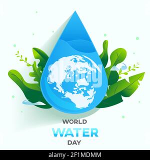 journée mondiale de l'eau fond blanc , carte de vœux ou affiche pour campagne économiser de l'eau Illustration de Vecteur