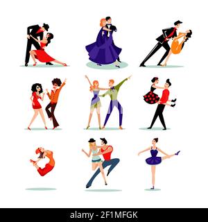 Dancing de personnes ensemble dans différents vêtements et différents styles de danse illustration vectorielle isolée Illustration de Vecteur