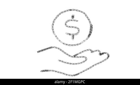 Icône main et pièce de monnaie conçue avec un style de dessin sur tableau noir, vidéo animée idéale pour la composition et le motiongrafics Banque D'Images