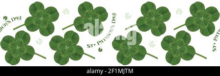 Trèfle à quatre feuilles. Symbole irlandais pour la fête de Saint Patrick. Motif horizontal sans couture Illustration de Vecteur