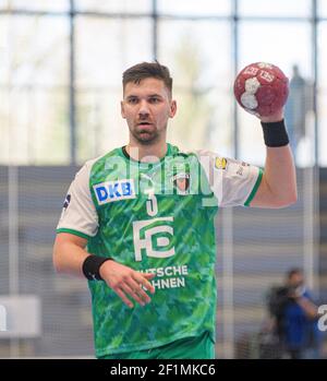 Eat, Allemagne. 07e mars 2021. Fabian WIEDE (B) action, handball 1er Bundesliga, 20e jour de match, TUSEM Essen (E) - Fuechse Berlin (B) 23:24, on 07.03.2021 in E ssen/Allemagne Â | usage Worldwide Credit: dpa/Alay Live News Banque D'Images