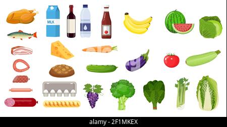 Icône de l'ensemble d'épicerie Illustration de Vecteur