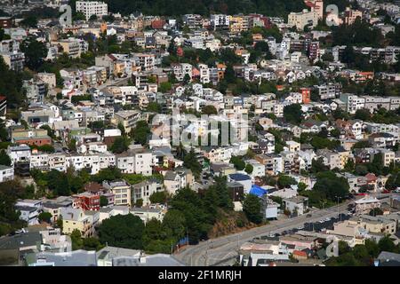 Le quartier de San Francisco depuis les collines de Twin Peacks Banque D'Images