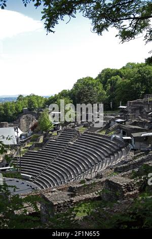 Le 15 BCE Théâtre Gallo Romain de Lyon ou Grand Théâtre construit par l'empereur Auguste sur la colline de Fourvière Dans le centre de la vieille ville romaine de Banque D'Images