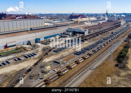 Dearborn, Michigan - l'usine AK Steel du complexe de fabrication de Ford River Rouge. Banque D'Images