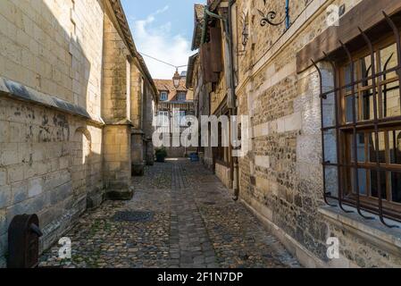 La rue historique de la prison dans le Vieux bassin Quartier de Honfleur Banque D'Images