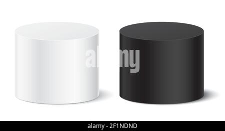 Ensemble vectoriel de socles en forme de tube blanc et noir. Forme cylindrique objets géométriques abstraits, pour un produit, ou placement de texte. Illustration de Vecteur