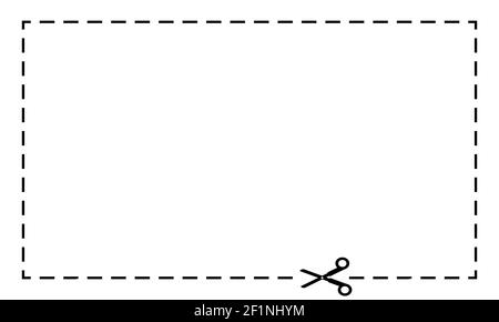 Coupon ou coupon vierge ou code promotionnel avec des ciseaux et des lignes pointillées. Illustration vectorielle isolée sur fond blanc. Illustration de Vecteur