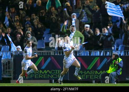 DANIEL WILLIAM CARTER (Racing Metro 92), JOHANNES GOOSEN (Racing Metro 92) lors du championnat de France Top 14 Rugby Union match entre Racing 92 et US Oyonnax le 30 janvier 2016 au stade Yves du Manoir à Colombes, France - photo Stephane Allaman / DPPI Banque D'Images