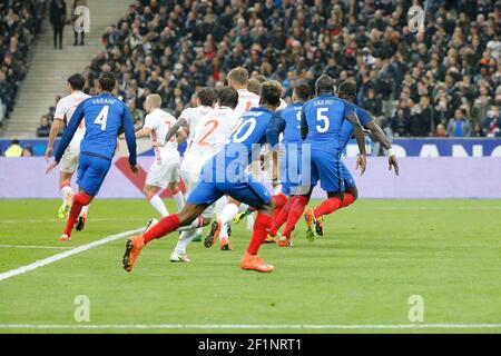 Kingsley Coman (Bayern Munich) (FRA), Oleg Kuzmin (Rubin Kazan) (RUS), Aleksei Berezutski (CSKA Moscou) (RUS), Raphael Varane (Real Madrid) (FRA), Mamadou Sakho (Liverpool FC) (FRA), Dimitri Payet (West Ham FC) (FRA), Olivier Giroud (FRA), Arsenal FC) (FRA) lors du match international de football 2016 entre la France et la Russie le 29 mars 2016 au Stade de France à Saint Denis, France - photo Stephane Allaman / DPPI Banque D'Images