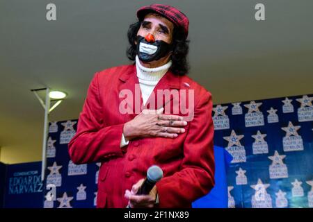 Ciudad de México, 08 marzo 2021– Muere el famoso payaso mexicano Cepillín (El payasito de la Tele), murió tras ser Hospitalizado de emergencia la semana pasada por una lesión en la columna, fleció a los 75 años Ricardo González Gutiérrez, “Cepillín”. @cepillintv #Cepellin durante la develación de sus huellas en Plaza Galerías. (Foto: @pacomxdf Francisco MORALES/DAMMPHOTO NortePhoto.com) Banque D'Images