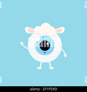 Pâques joli ballon d'oeil dans le costume de mouton icône. Illustration de Vecteur
