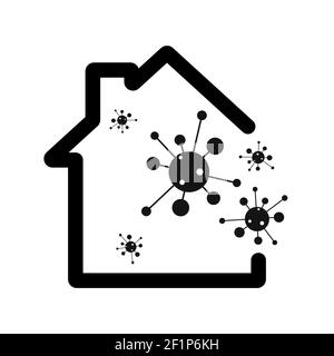 Icône du coronavirus de la maison. Restez en sécurité, restez à l'intérieur de la maison. L'icône Restez à la maison. Illustration vectorielle. Sauver la maison du virus corona. Illustration de Vecteur