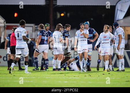 Johannes GOOSEN (Racing Metro 92), Dimitri SZARZEWSKI (Racing Metro 92), James HART (Racing Metro 92) lors du championnat de France Top 14 Rugby Union match entre Racing 92 et Montpellier HR le 5 novembre 2016 au stade Yves du Manoir à Colombes, France - photo Stephane Allaman / DPPI Banque D'Images
