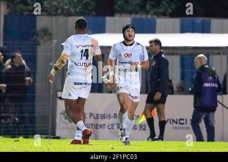 Johannes GOOSEN (Racing Metro 92), Joe ROKOCOKO (Racing Metro 92) lors du championnat français Top 14 Rugby Union match entre Racing 92 et Montpellier HR le 5 novembre 2016 au stade Yves du Manoir à Colombes, France - photo Stephane Allaman / DPPI Banque D'Images