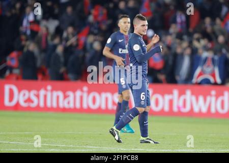 Marco Verratti (psg) après avoir marqué son but lors du championnat de France Ligue 1, match de football entre Paris Saint Germain et Stade Rennais le 6 novembre 2016 au stade du Parc des Princes à Paris, France - photo Stephane Allaman / DPPI Banque D'Images