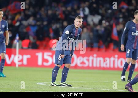 Marco Verratti (psg) après son but marqué a eu un coup d'oeil à Unai Emery (PSG) pendant le championnat de France Ligue 1 match de football entre Paris Saint Germain et Stade Rennais le 6 novembre 2016 au stade du Parc des Princes à Paris, France - photo Stephane Allaman / DPPI Banque D'Images