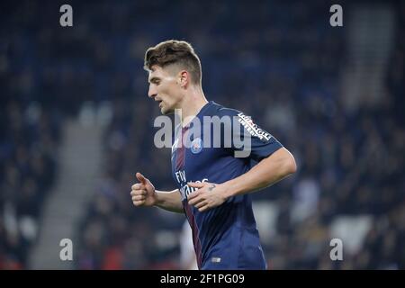 Thomas Meunier (PSG) lors du match de football de la coupe de la Ligue française, ronde 16, entre Paris Saint Germain et Lille OSC le 14 décembre 2016 au stade du Parc des Princes à Paris, France - photo Stephane Allaman / DPPI Banque D'Images