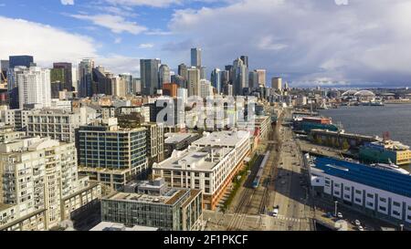 Seattle Washington Downtown Waterfront desolate Scene Corona virus Quarantine Banque D'Images