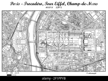 Carte de couleurs JPG HI-RES (6000x4000px -513dpi) Trocadéro, Tour Eiffel, champ-de-Mars, France. Imprimable pour toutes les tailles Banque D'Images