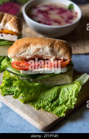 Ingrédients de légumes en sandwich avec utilisation de la mise au point sélective Banque D'Images