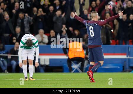 Marco Verratti (psg) a marqué un but, une célébration lors de la Ligue des champions de l'UEFA, le match de football du Groupe B entre Paris Saint-Germain et le Celtic FC le 22 novembre 2017 au stade du Parc des Princes à Paris, France - photo Stephane Allaman / DPPI Banque D'Images