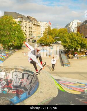 Rampe de saut skate Park Bruxelles Banque D'Images
