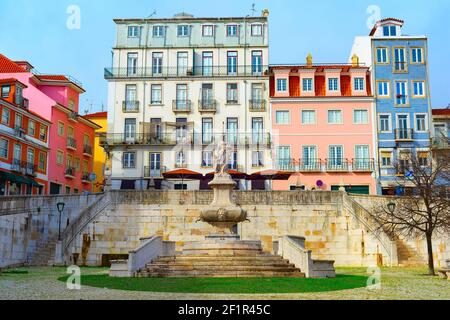 Vieille ville de Lisbonne, fontaine, Portugal Banque D'Images