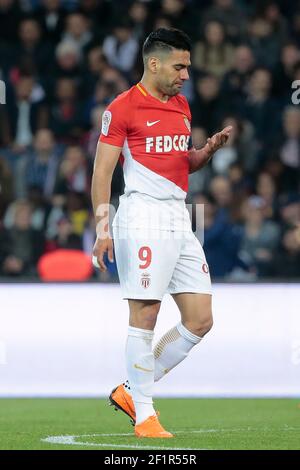 Radamel Falcao Garcia Zarate, Radamel Falcao (MONACO) unsatsfaction pendant le championnat français L1 match de football entre Paris Saint-Germain (PSG) et Monaco, le 15 avril 2018 au Parc des Princes, Paris, France - photo Stephane Allaman / DPPI Banque D'Images