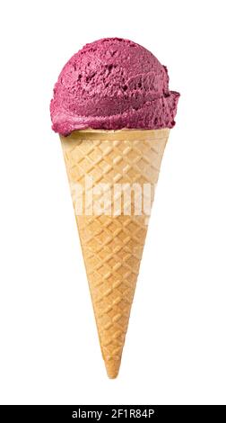 Sorbet glace myrtille dans le cône Banque D'Images