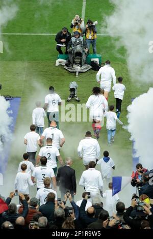 Entrée des équipes sur le terrain de jeu lors du match d'automne 2018 de l'Union de rugby entre la France et l'Afrique du Sud le 10 novembre 2018 au Stade de France à Saint Denis, France - photo Stephane Allaman / DPPI Banque D'Images