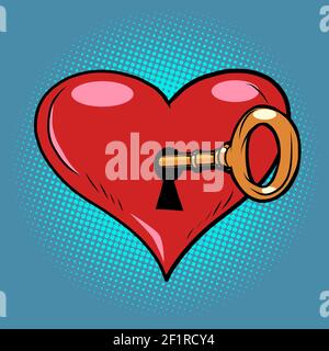 clé en valentin coeur rouge dans la serrure Illustration de Vecteur