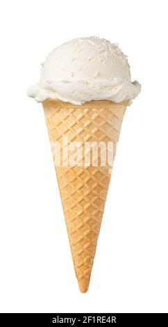 Cornet de gaufres à la crème glacée sur fond blanc Banque D'Images