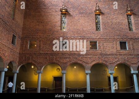 La salle bleue (Blå Hallen) à Stadshuset ou Stockholms stadshus (hôtel de ville), Stockholm, Suède. Banque D'Images