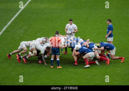 Ben Youngs (ANG) avant d'engager le ballon à la mêlée pendant la Guinness six Nations 2020, match de rugby entre la France et l'Angleterre le 2 février 2020 au Stade de France à Saint-Denis, France - photo Stephane Allaman / DPPI Banque D'Images