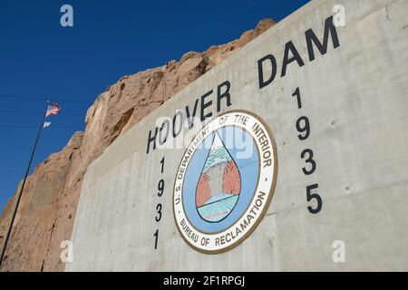 Barrage Hoover construit entre 1931 et 1935, barrage Hoover, Arizona, Nevada, États-Unis Banque D'Images