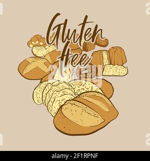 Étiquette colorée sans gluten pour les œuvres d'art murales et les chemises imprime Illustration de Vecteur