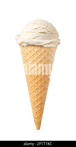 Cornet de gaufres à la crème glacée sur fond blanc Banque D'Images