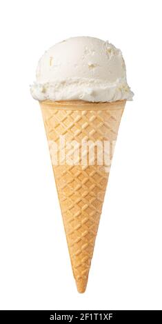 Cornet de gaufres à la crème glacée sur fond blanc Banque D'Images