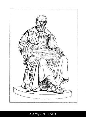 Illustration ancienne d'un portrait de Galileo Galilei, physicien italien, mathématicien, astronome et philosophe qui a joué un rôle majeur dans le SC Banque D'Images