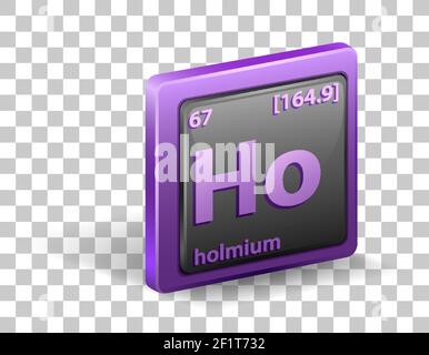 Élément chimique holmium. Symbole chimique avec numéro atomique et masse atomique. Illustration Illustration de Vecteur