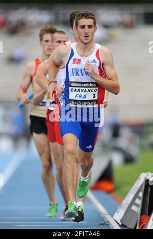 ATHLÉTISME - DECANATION 2011 - NICE (FRA) - 18/09/2011 - PHOTO : PHILIPPE MILLERAU / KMSP / DPPI - HOMMES - 4 X 1500 M - FLORIAN CARVAHLO (FRA) Banque D'Images