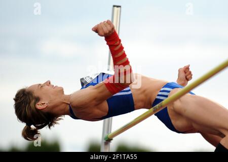 ATHLÉTISME - DECANATION 2011 - NICE (FRA) - 18/09/2011 - PHOTO : PHILIPPE MILLERAU / KMSP / DPPI - FEMMES - SAUT EN HAUTEUR - MELANIE MELFORT (FRA) Banque D'Images