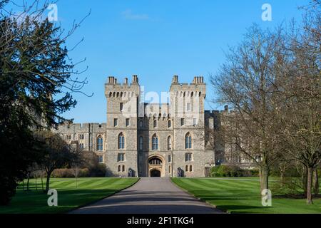 Entrée du quartier supérieur au château de Windsor résidence officielle de la reine Elizabeth II, Windsor, Berkshire, Angleterre, Royaume-Uni Banque D'Images